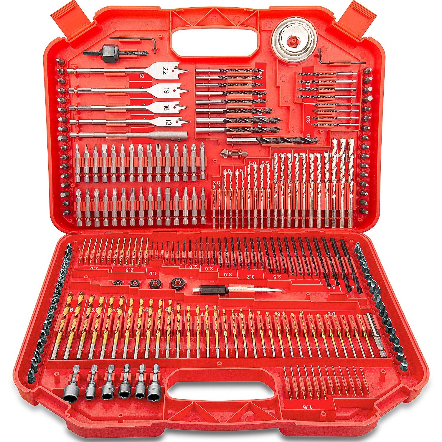 246pc Drill & Screw Bit Set – Titanium for Metal, Wood, Masonry