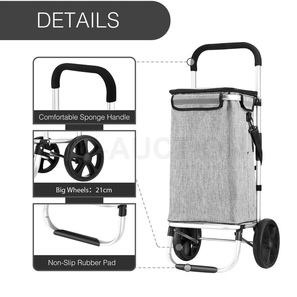 Aluminium Foldable Shopping Trolley Cart with Grocery Storage Bag