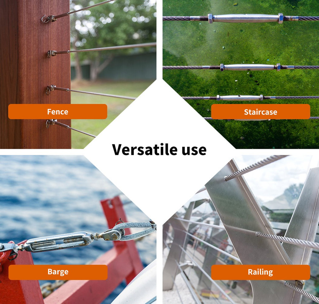 10pc Balustrade Wire Kit – Traderight Stainless Steel Rope & Eye Fork