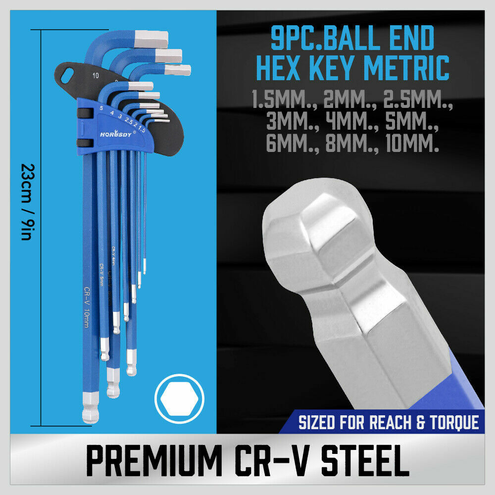 36pc Hex & Torx Key Set – Extra Long Allen Wrenches Ball End