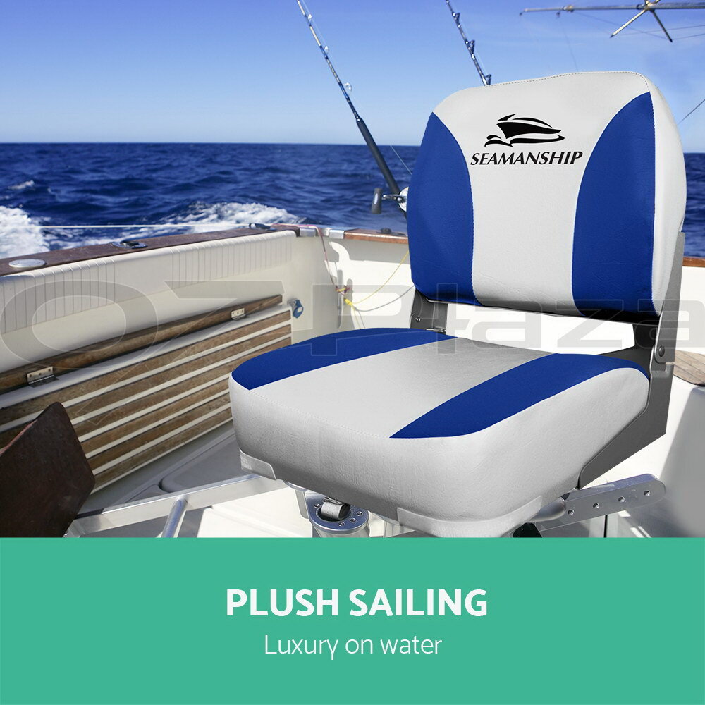 Seamanship 2X Folding Boat Seats Seat Marine Seating Set All Weather Swivels B&G