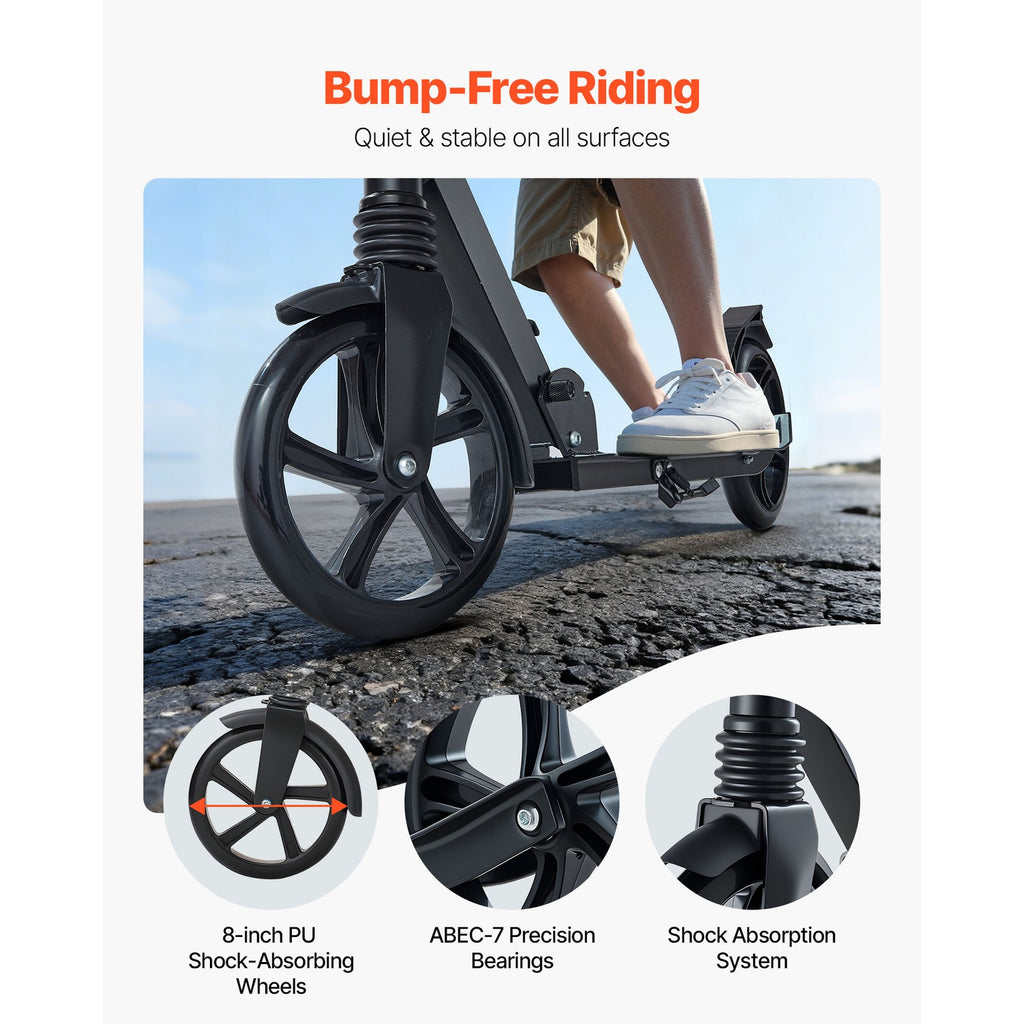 Uimoso Foldable Kick Scooter for Kids 8+, Teens, and Adults, Adjustable Height