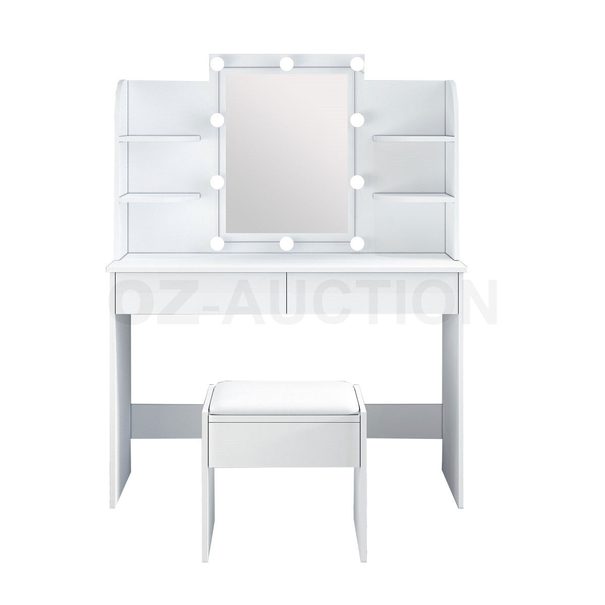 Dressing Table Makeup Mirror with Stool Drawer & Light Bulbs