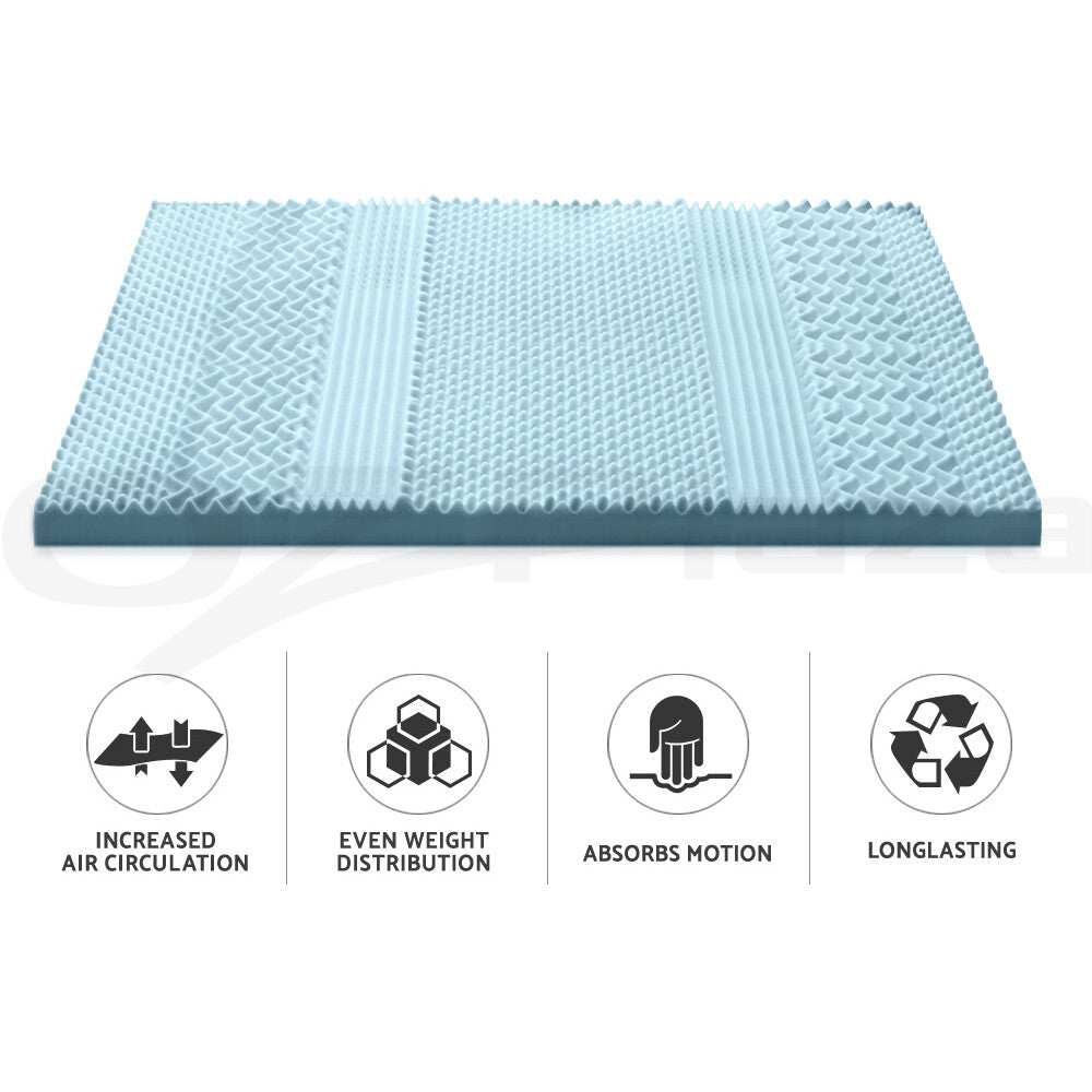 8cm Memory Foam Mattress Topper Cool Gel Bamboo 7-Zone