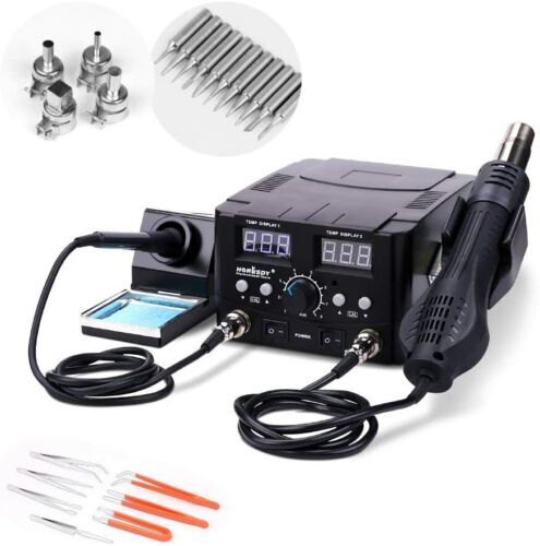 2-in-1 Soldering Station – Hot Air Gun & SMD Rework Iron