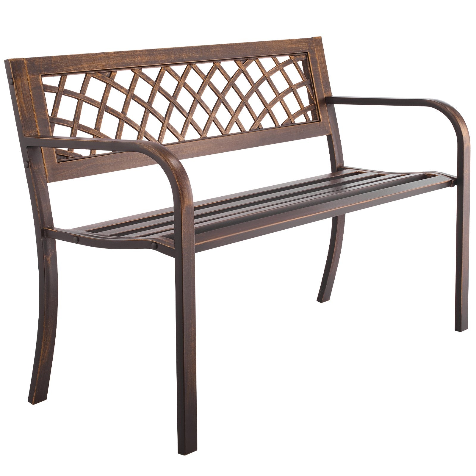 Uimoso Outdoor Bench with Metal Frame and PVC Mesh Backrest for Porch, 116 cm