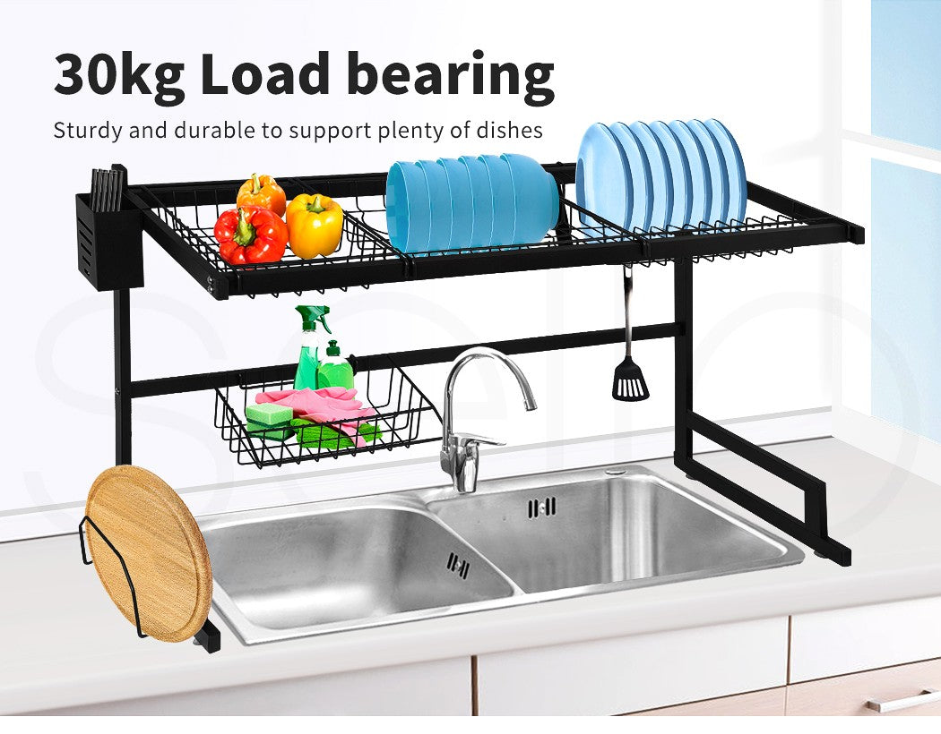 Toque Dish Drying Rack – Stainless Steel Over-Sink Cup & Cutlery Organizer
