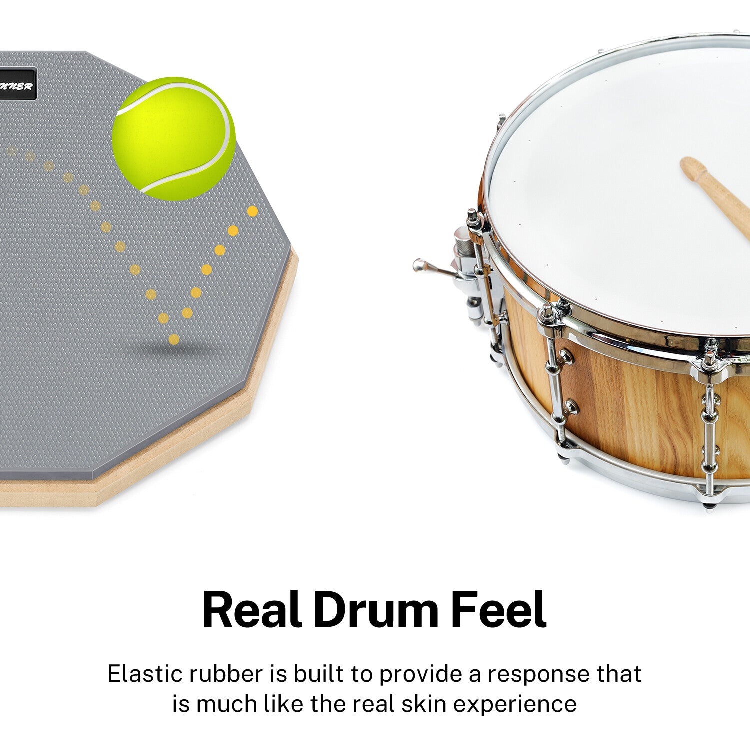 DONNER 12" Drum Practice Pad Silent Double-Sided with Drumsticks