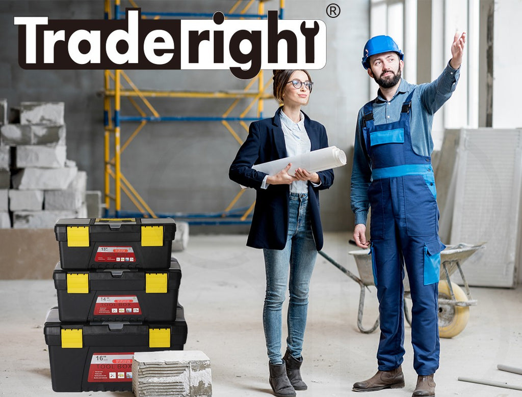 Traderight 3pc Tool Box Set – Lockable Portable Organizer