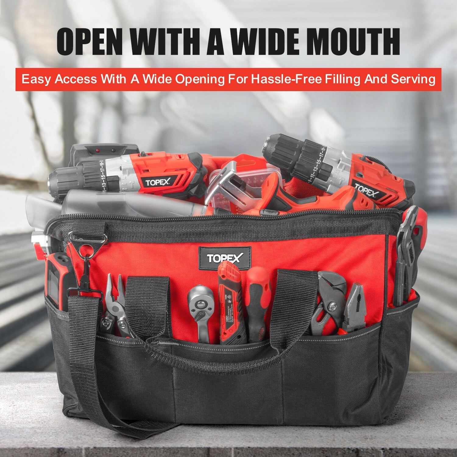 16" Tool Bag – Multi-Pocket Organizer with Adjustable Strap