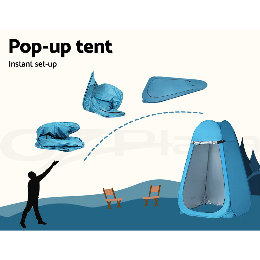 Weisshorn Pop-up Shower Tent Camping Outdoor Toilet Privacy Change Room Blue