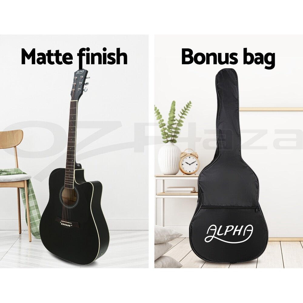Alpha 41” Electric Acoustic Classical Guitar Full Size EQ Black