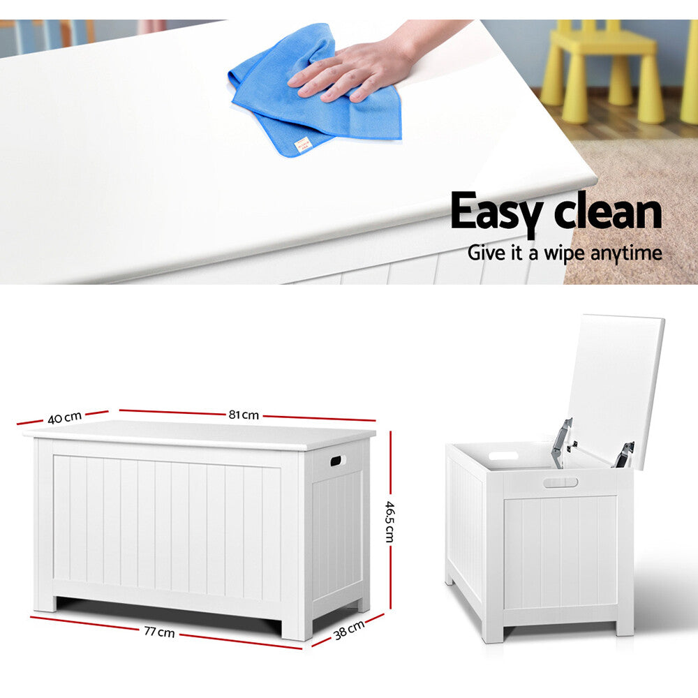 Kids Toy Box Storage Chest Blanket Organiser White