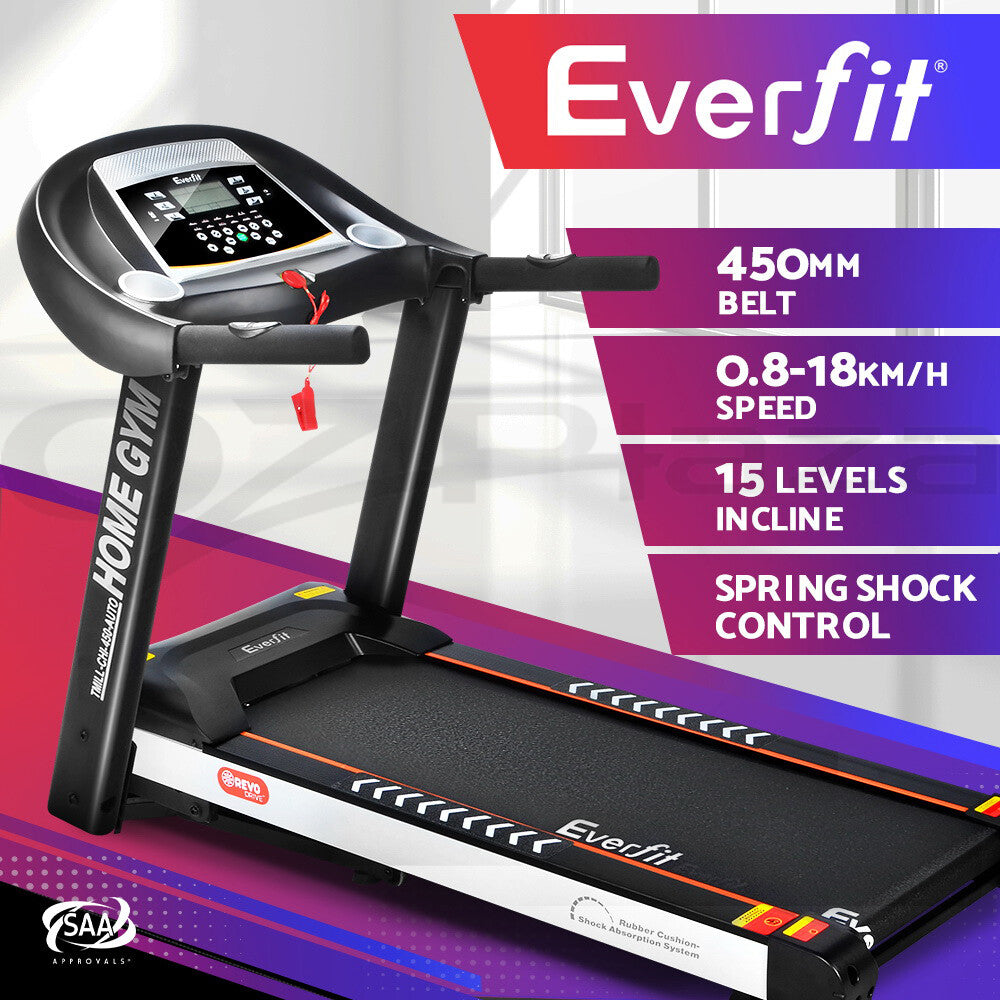 Electric Treadmill Auto Incline Home Gym Fitness 450mm