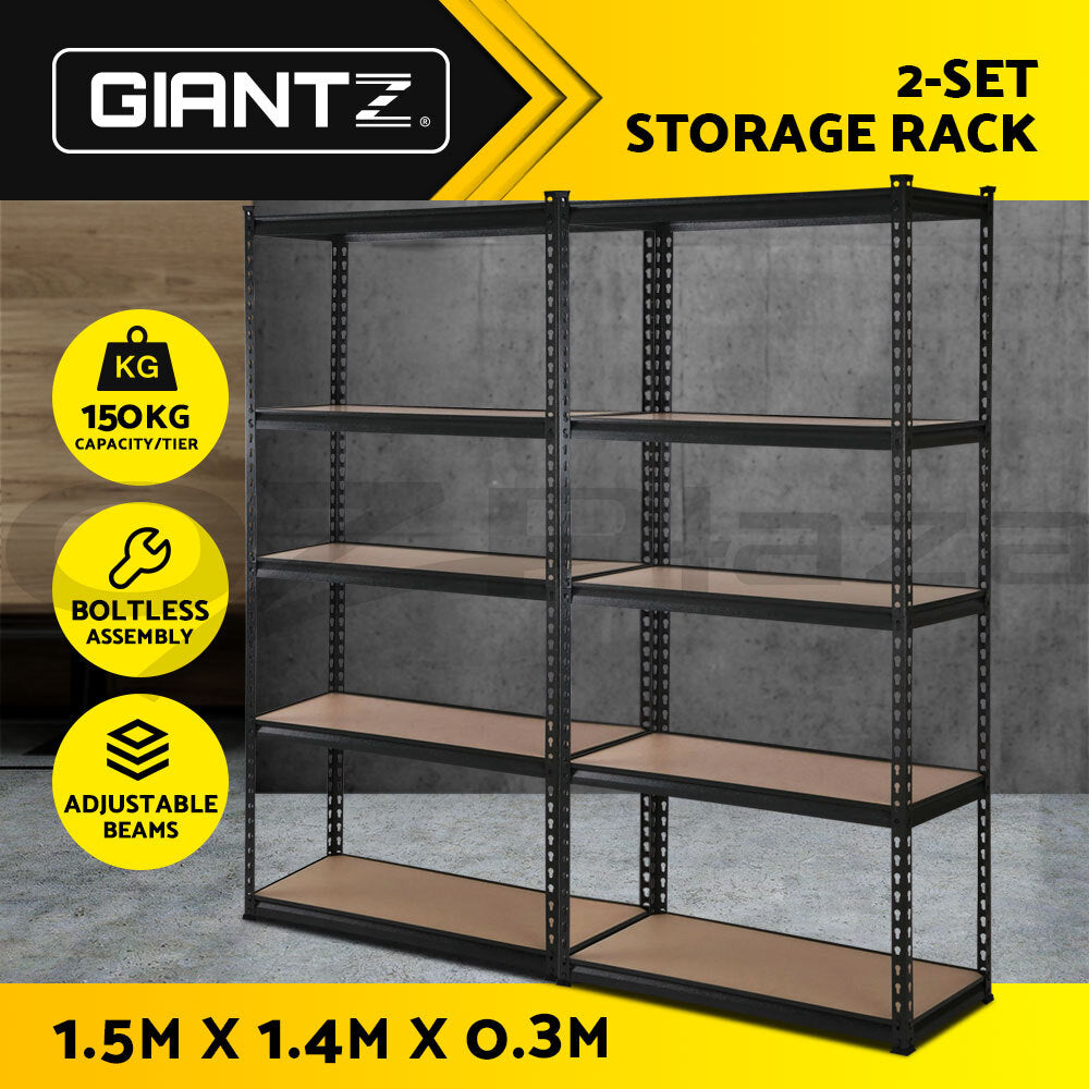 Giantz 2x1.5M Garage Shelving Warehouse Rack Pallet Racking Storage Shelve Black
