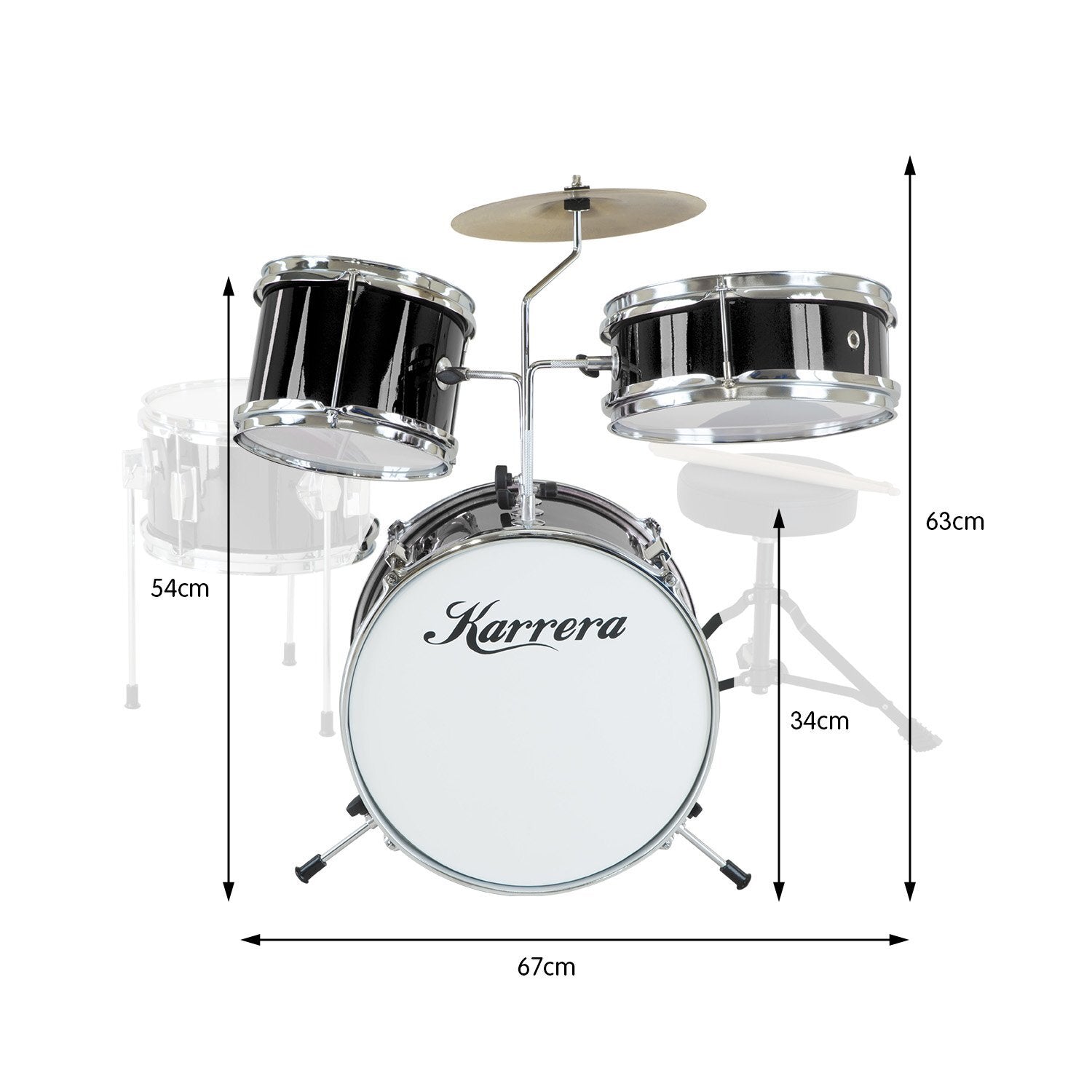 Kids Drum Kit 4 Piece Black Diamond Children’s Music Set