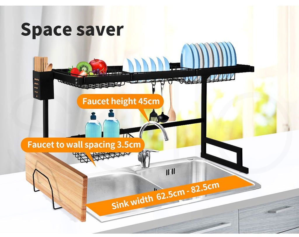 Toque Dish Drying Rack – Stainless Steel Over-Sink Cup & Cutlery Organizer