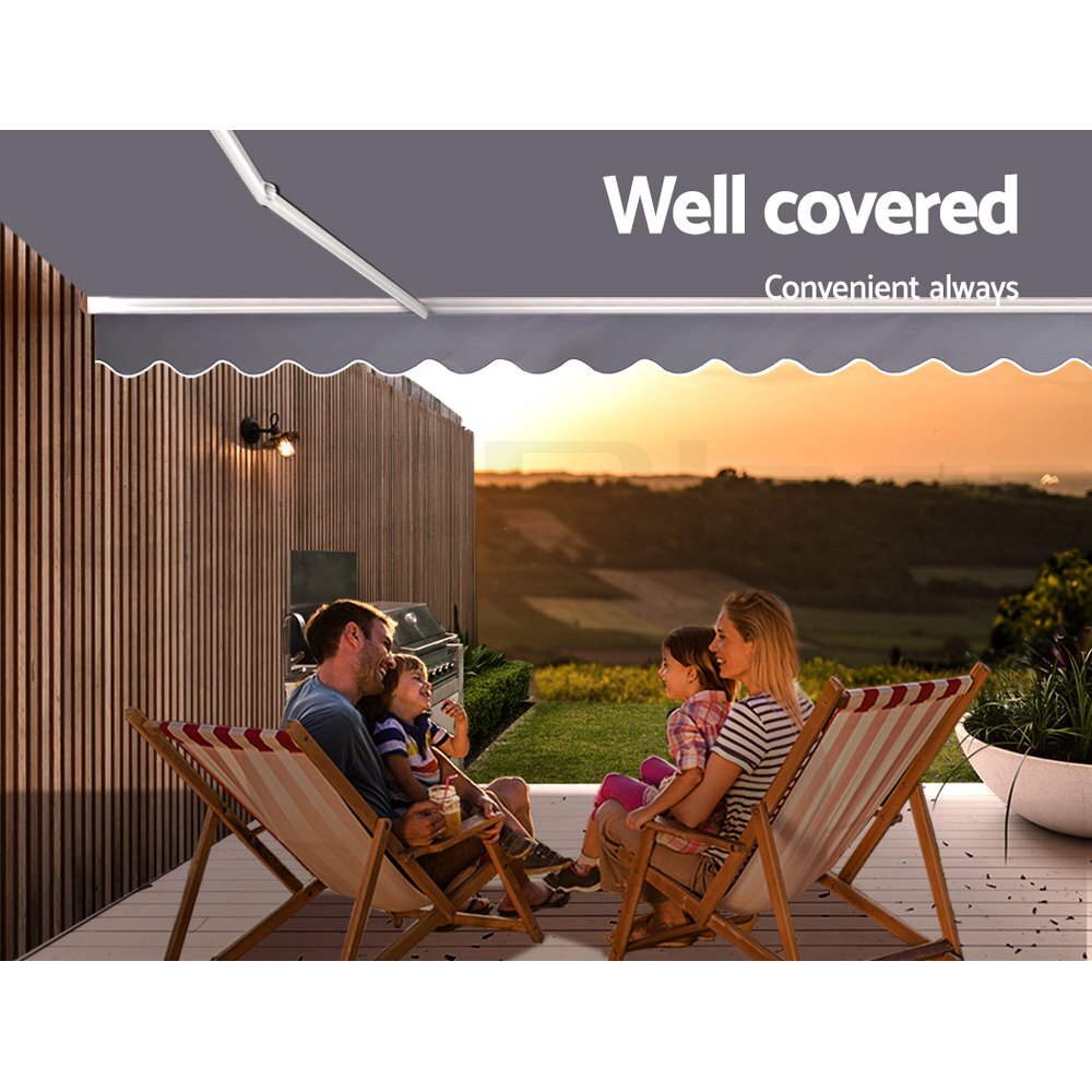 Retractable Awning Folding Arm Sunshade Pearl Grey