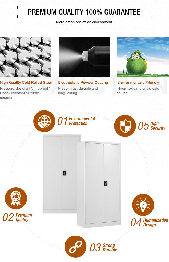 Metal Locker Steel Cupboard – Filing & Storage Cabinet 185cm GR/WH
