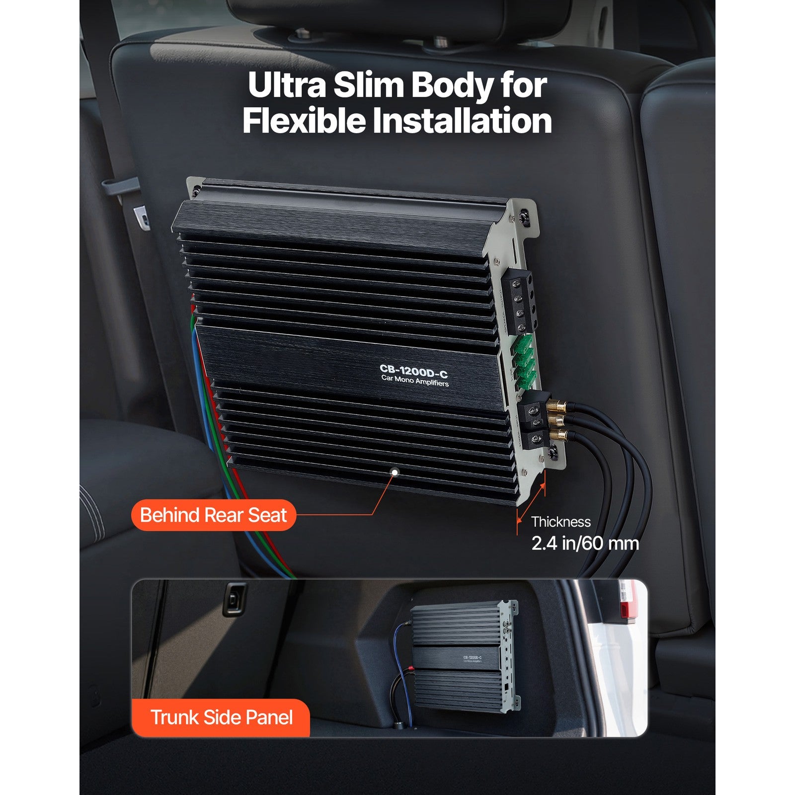 Uimoso Monoblock Class D Car Amplifier for Subwoofers, 1200W RMS, 1/2/4 Ohm
