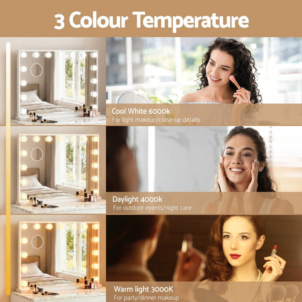 Hollywood Makeup Mirror LED Vanity Tabletop 60x52cm White