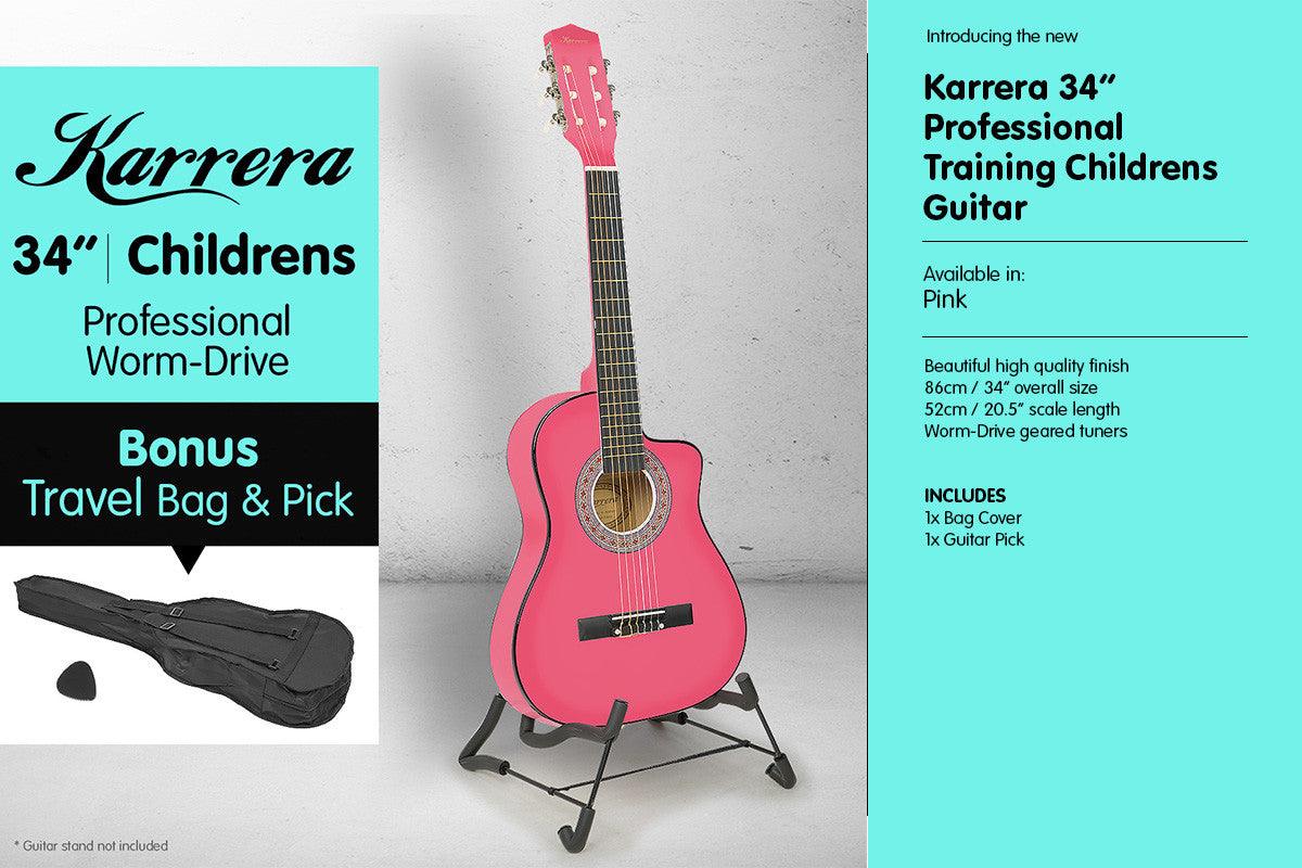 1/2 Size Pink Kids Acoustic Guitar for Early Music Learning