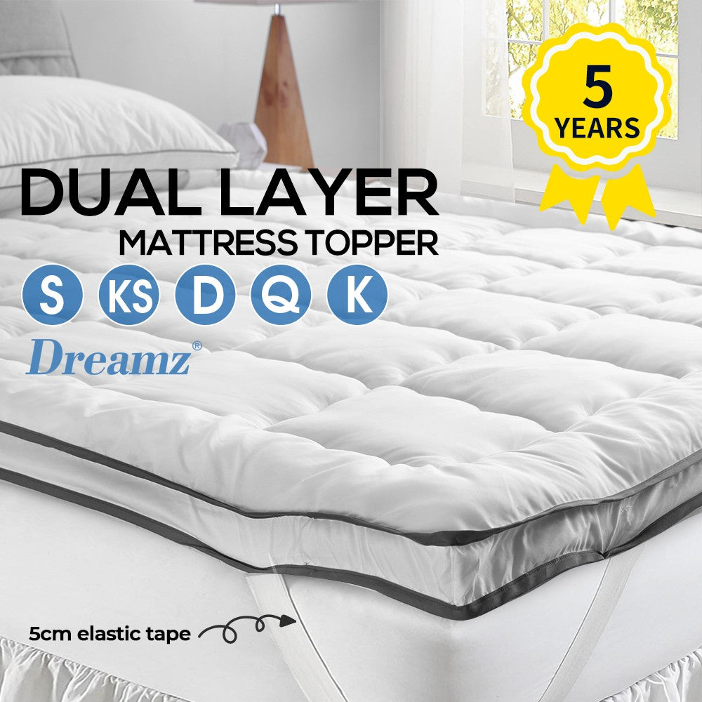 Dreamz Mattress Topper – Pillowtop Luxury Bed Mat Protector Cover