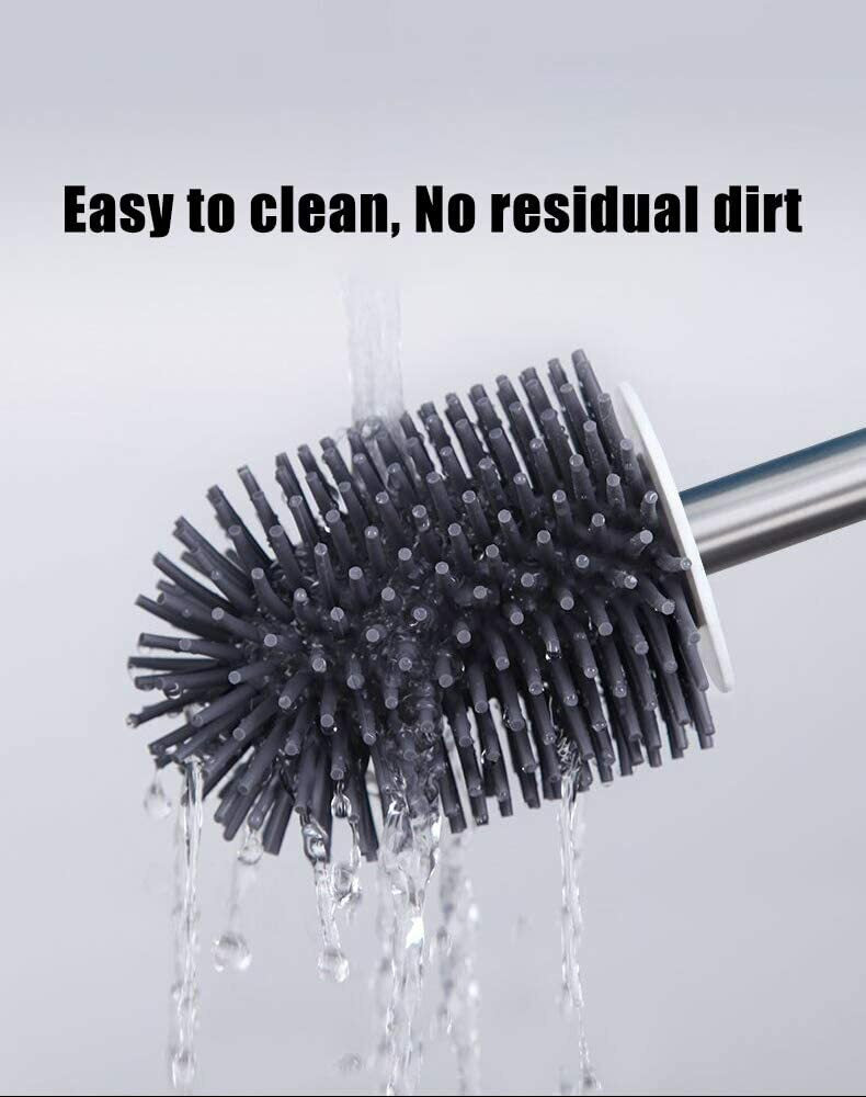 Silicone Toilet Brush Set – TPR Bristles with Built-in Tweezer