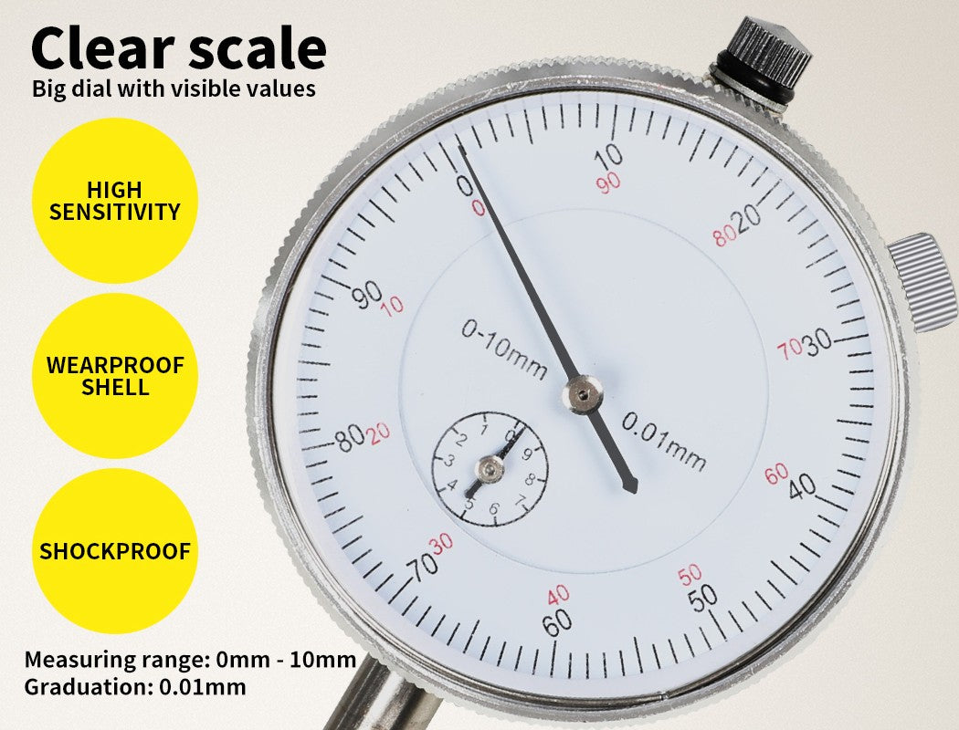 Traderight Dial Indicator Gauge – Magnetic Base 0-10mm 22-Point Set