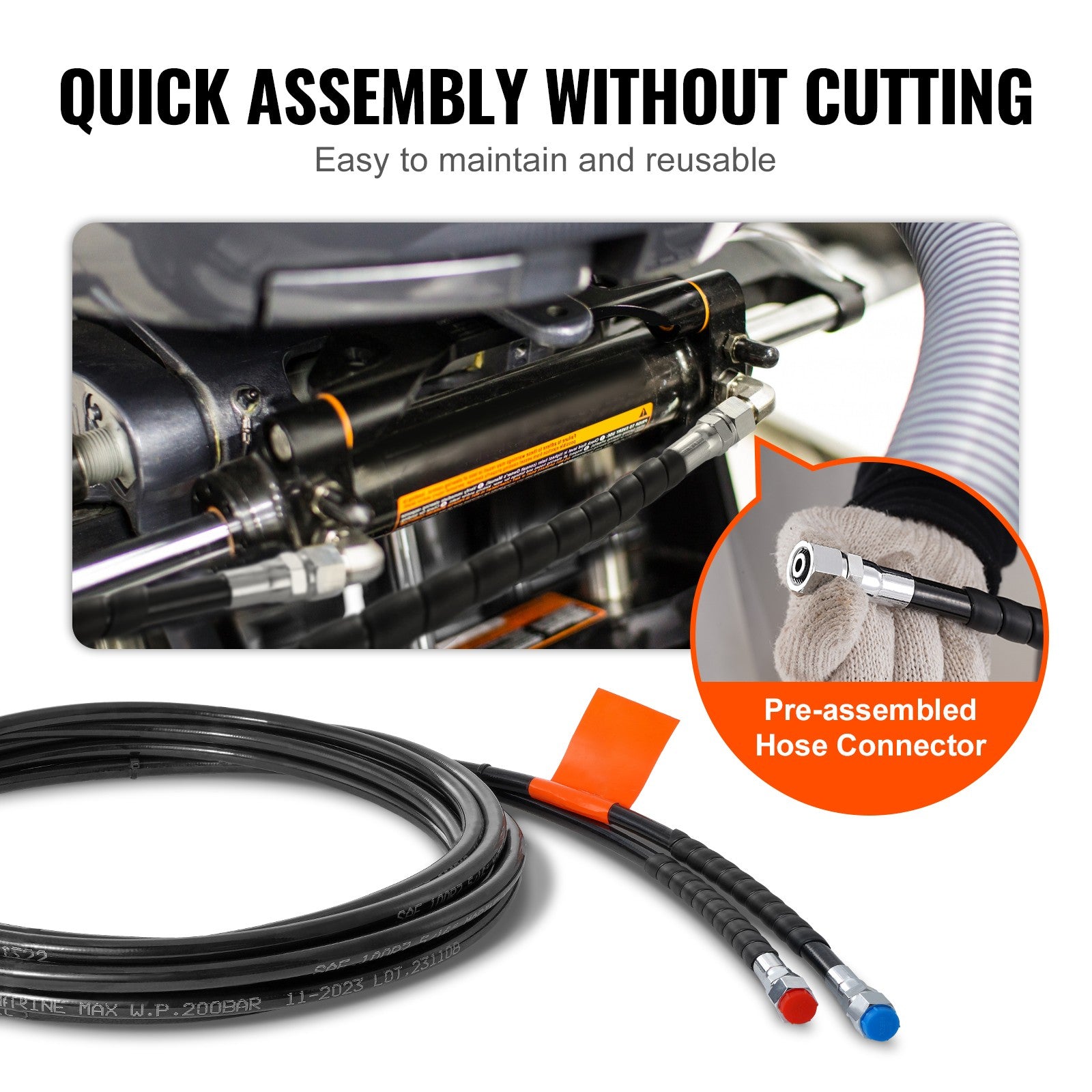 Uimoso Outboard Hose Kit 20ft Hydraulic Steering Hose for Outboard Steering Boat