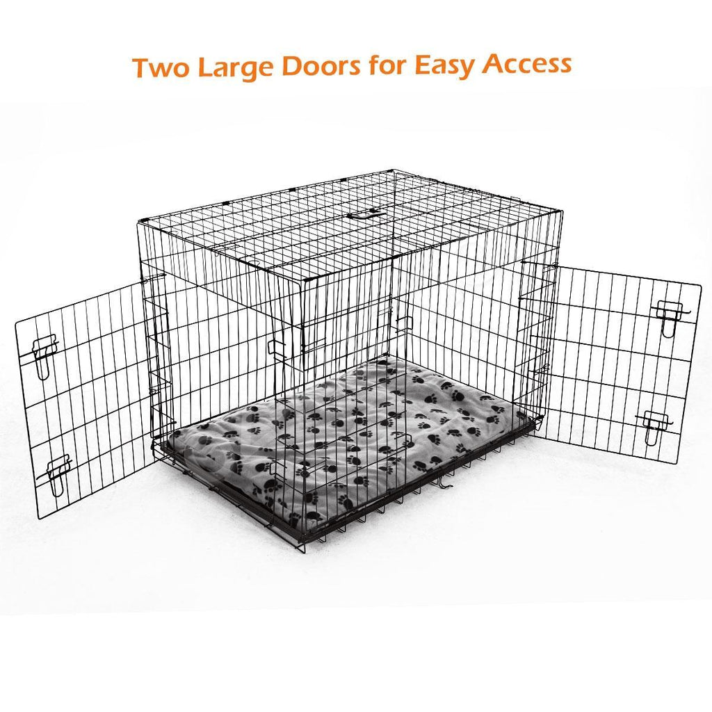 42" Portable Collapsible Metal Dog Cage Crate Kennel with Divider