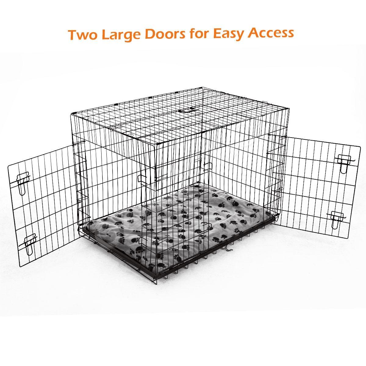 42" Portable Collapsible Metal Dog Cage Crate Kennel with Divider