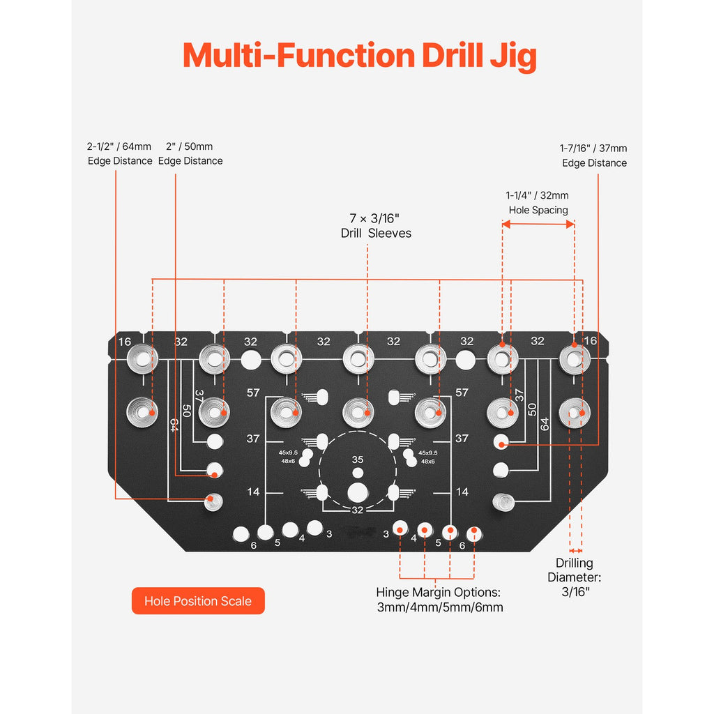 Uimoso Shelf Pin Jig and Hinge Jig 2-in-1 Aluminum Alloy Cabinet Hole Drilling