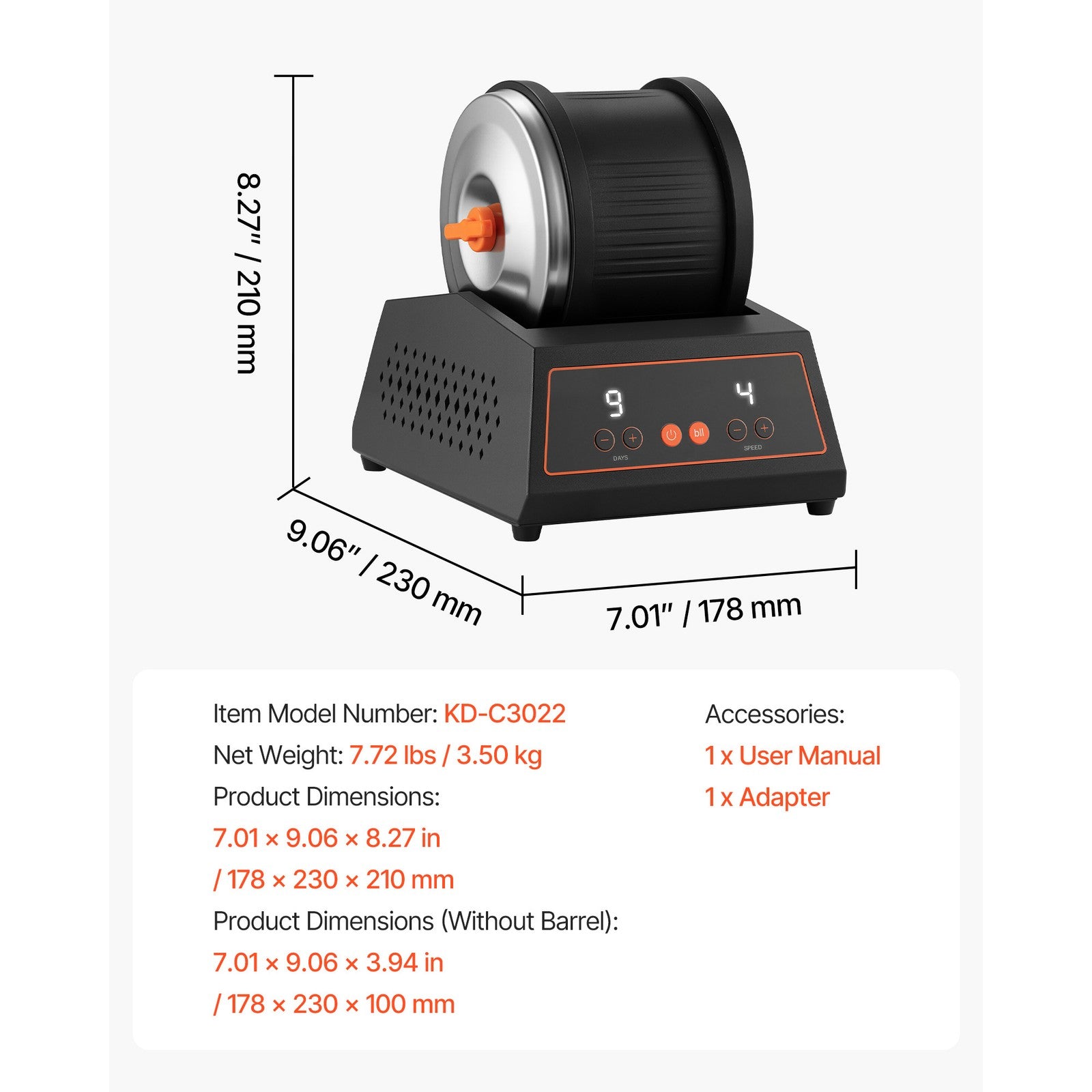 Uimoso 4lbs Rock Tumbler Kit with Adjustable Speeds and 9-Day Timer