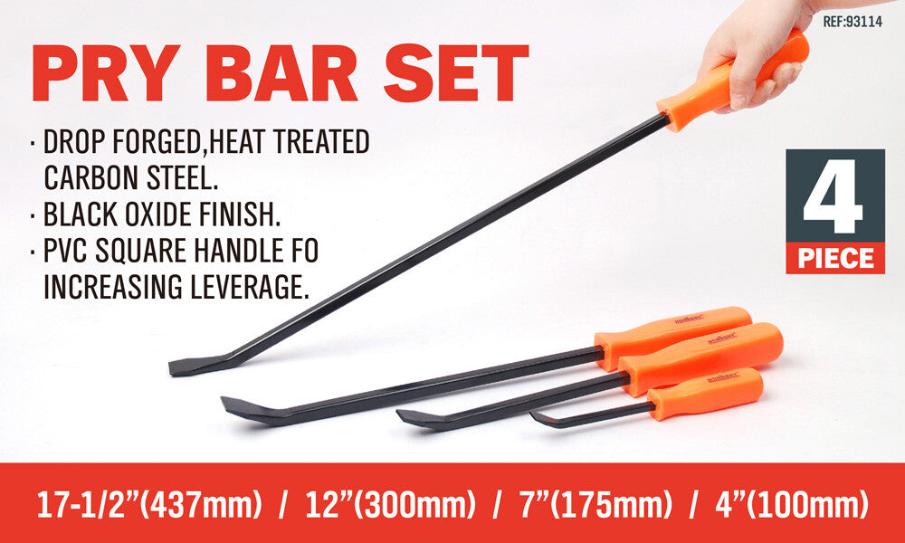 4PCS Pry Bar Set – HORUSDY Heavy Duty Steel Crowbars for Car/Mechanic