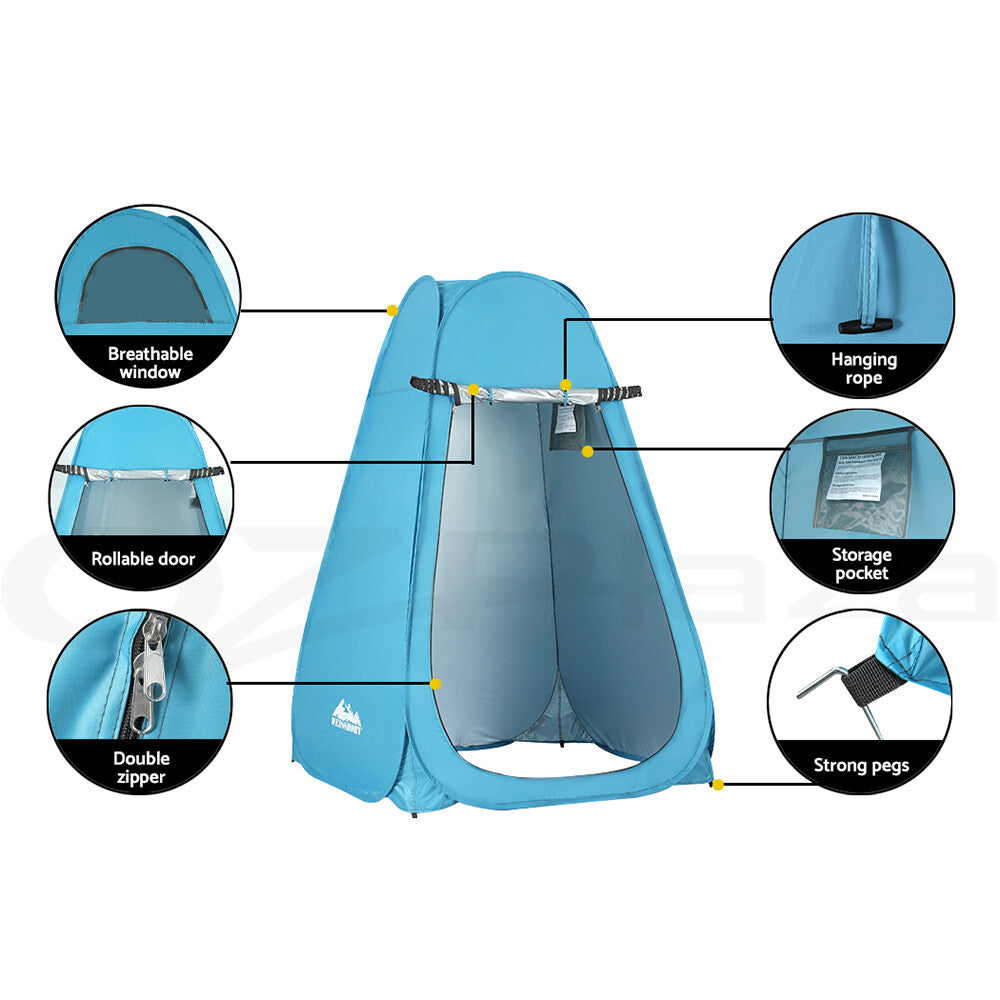 Weisshorn Pop-up Shower Tent Camping Outdoor Toilet Privacy Change Room Blue