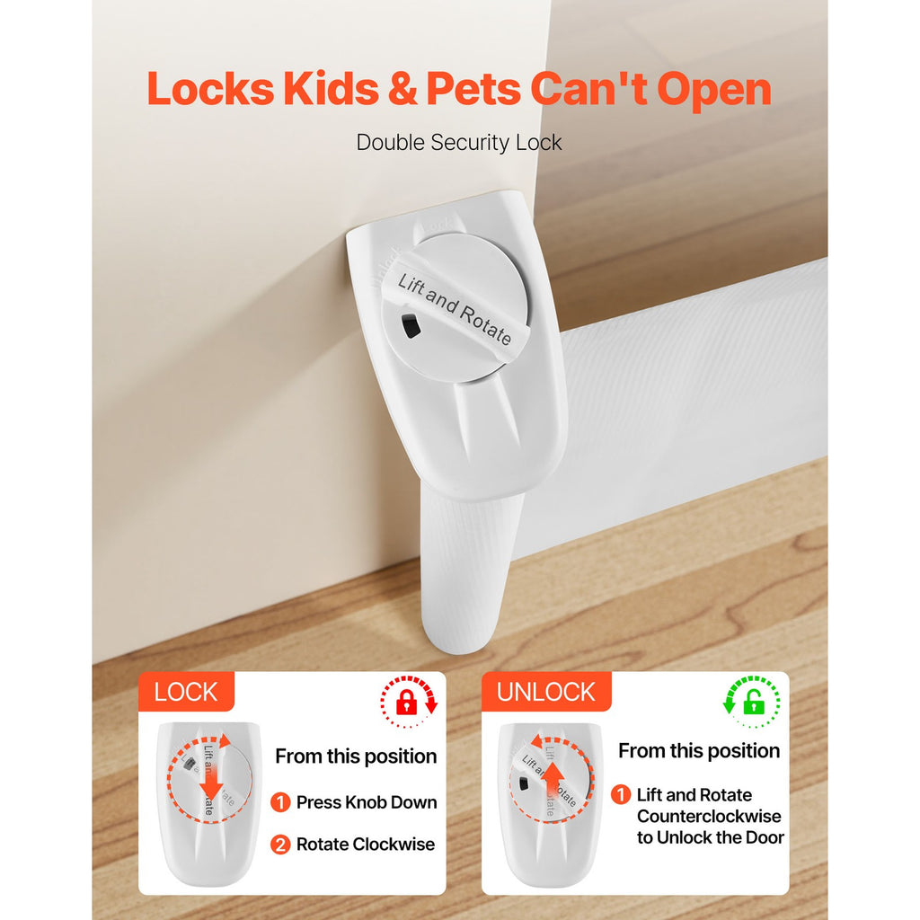 Uimoso Retractable Mesh Gate for Pets and Babies, 1430 mm W, 795 mm Tall, White