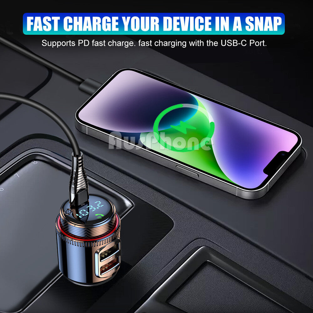 Bluetooth 5.0 FM Transmitter Car MP3 Dual USB Charger