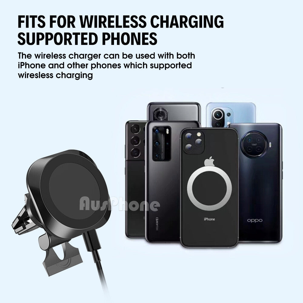 15W Magnetic Car Phone Holder Wireless Charger for MagSafe iPhone