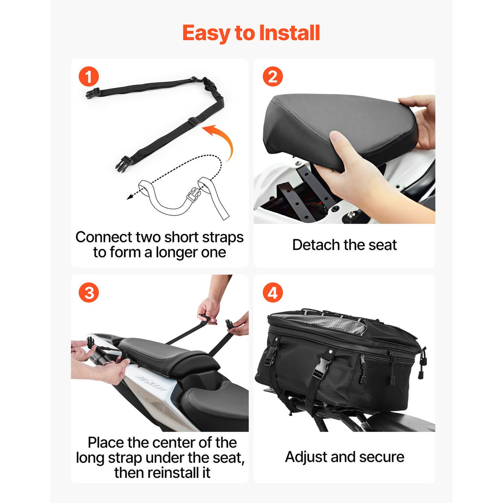 Uimoso Expandable Motorcycle Tail Bag Rear Seat Luggage Storage Backpack 22-34 L