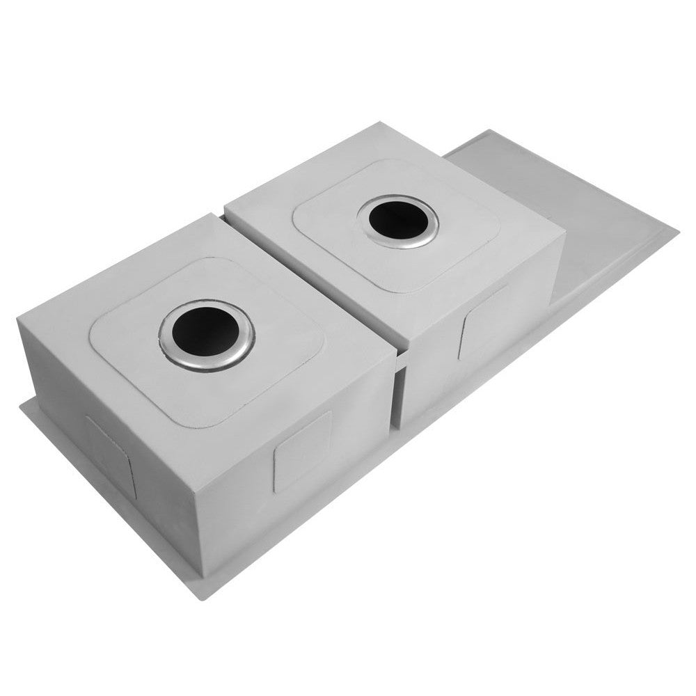 111x45cm Stainless Steel Kitchen Sink Double Bowl Silver