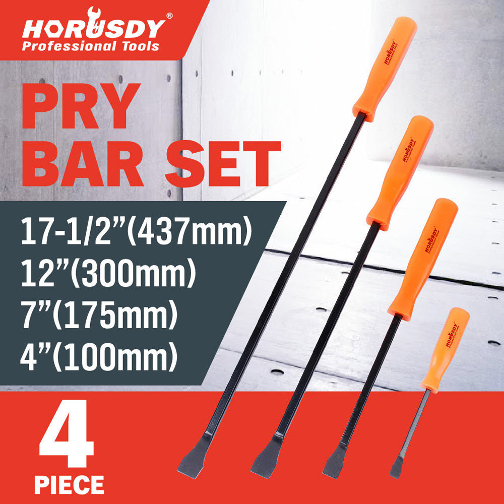 4PCS Pry Bar Set – HORUSDY Heavy Duty Steel Crowbars for Car/Mechanic