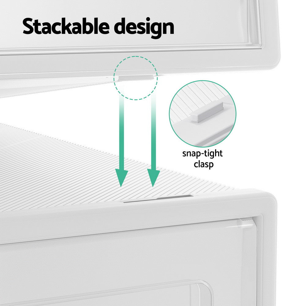 24 Stackable Plastic Shoe Rack Storage Cabinet White