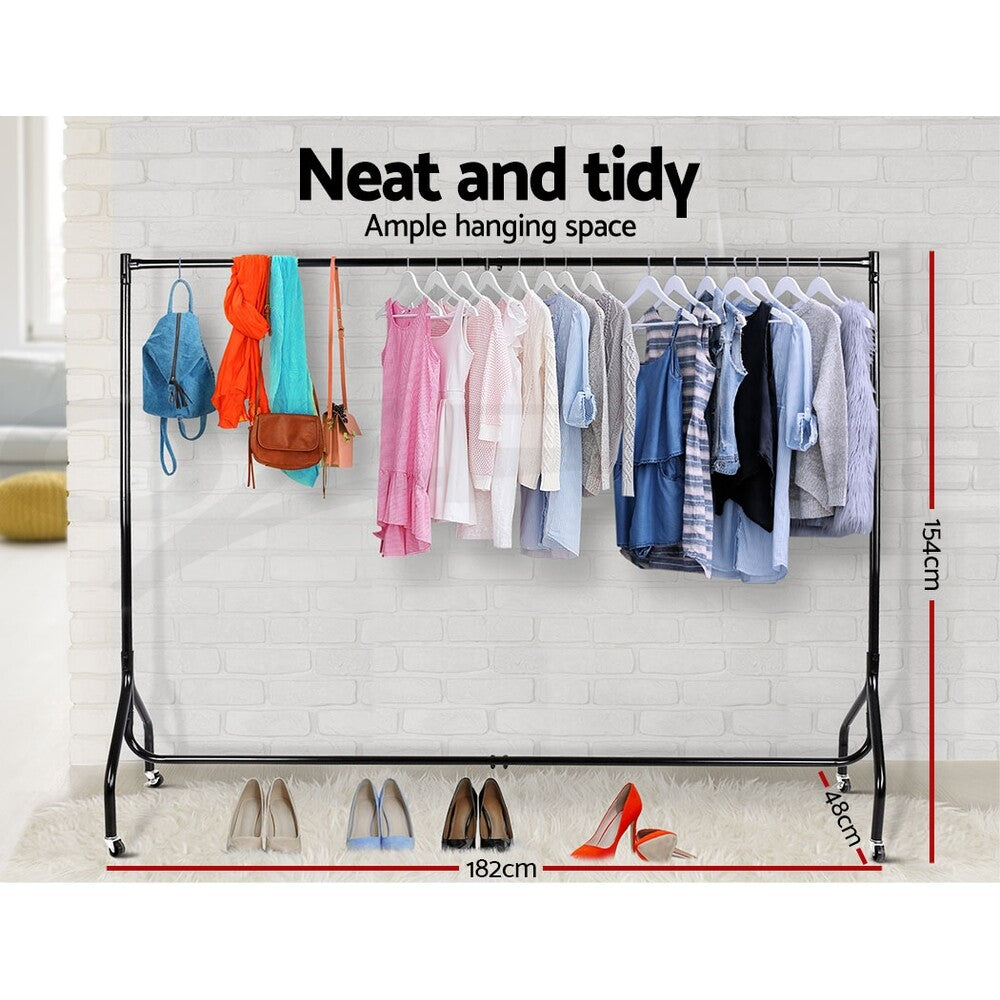 Clothes Rack 6FT Metal Garment Hanger Stand with Wheels