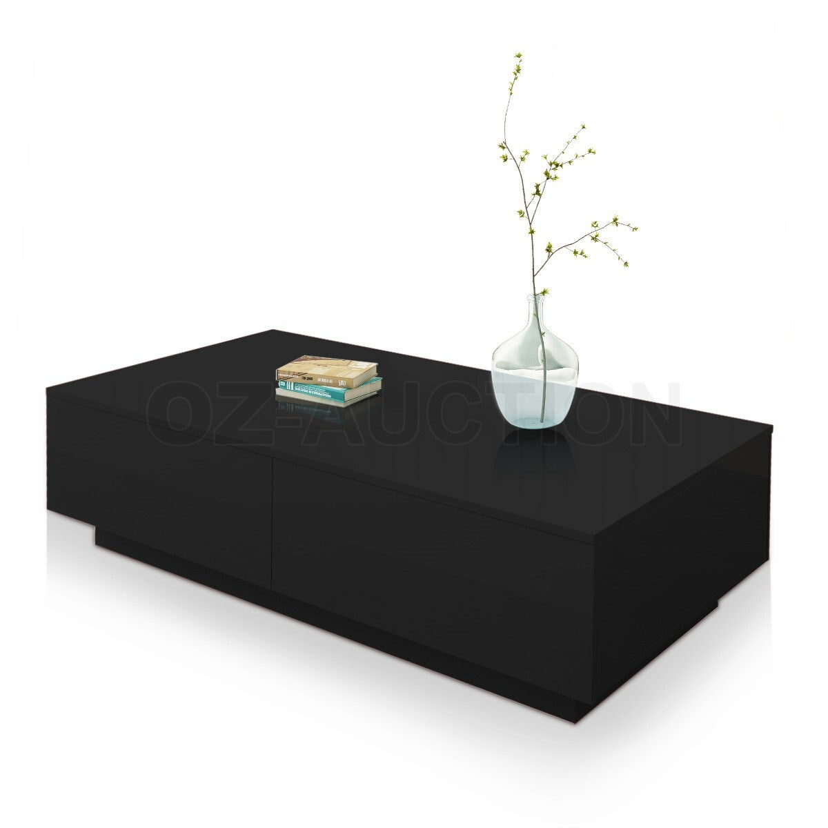 Modern Coffee Table 4-Drawer Side Table High Gloss Living Room Black