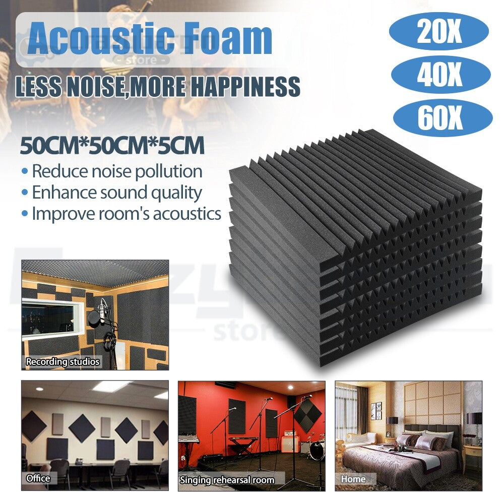 30/50cm Acoustic Foam Panels – Sound Absorption Wedges