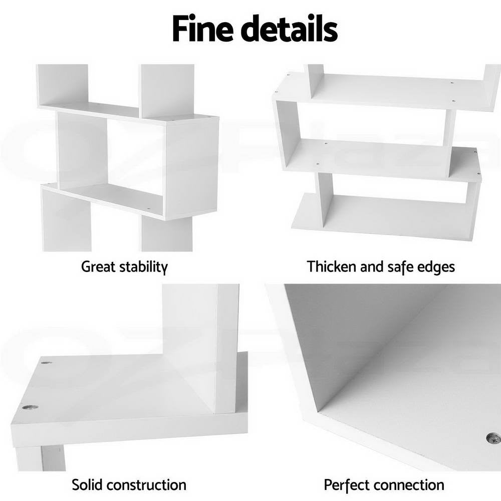 6 Tier Bookshelf Display Storage Bookcase White