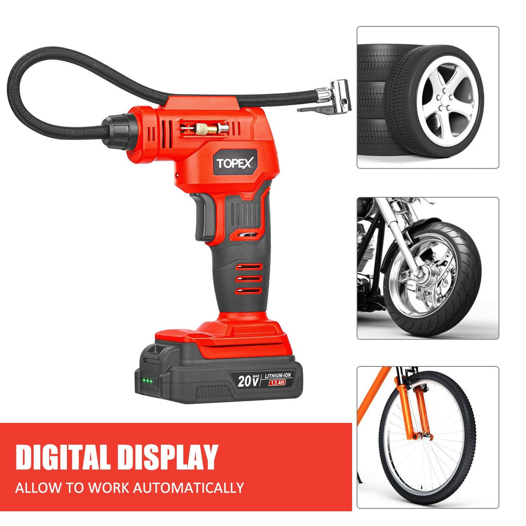 20V Cordless Car Air Compressor – Tyre Inflator with Digital Gauge & LED