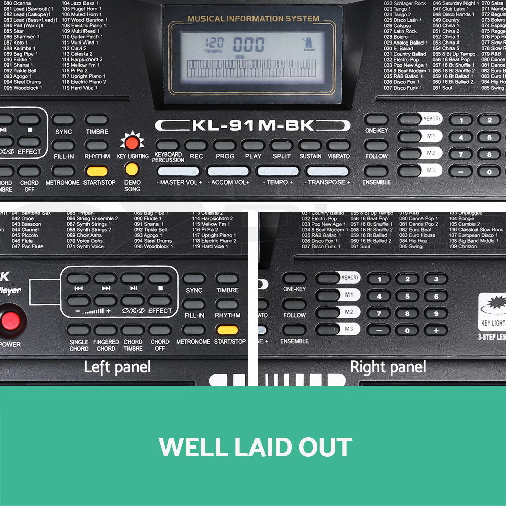 61 Key Digital Piano Keyboard Electronic Lighted LCD