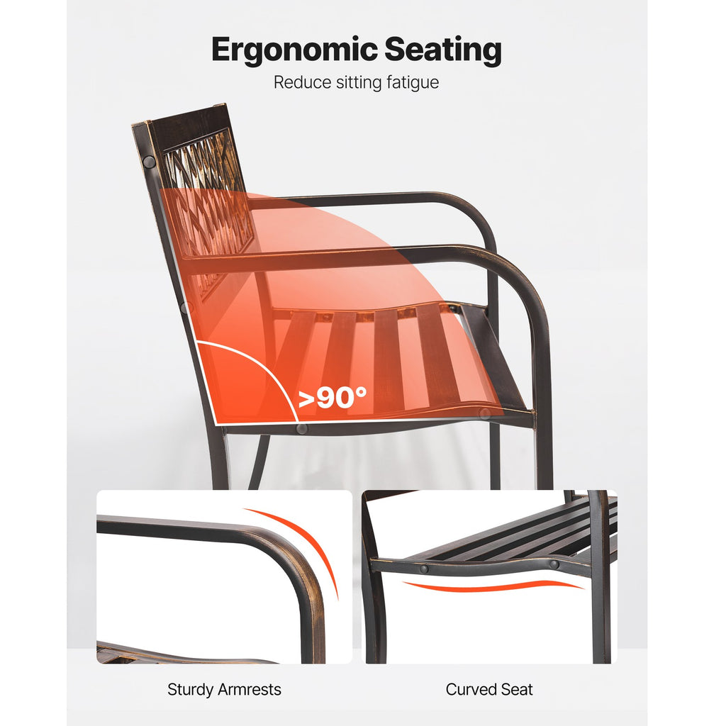 Uimoso Outdoor Bench with Metal Frame and PVC Mesh Backrest for Porch, 116 cm